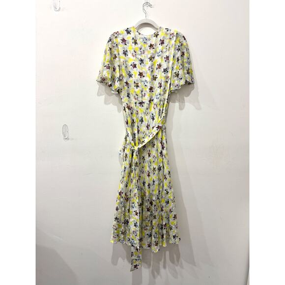Tanya Taylor Blaire Floral Print Silk-Blend Wrap Flounce Dress Multi Womens 2 - Picture 3 of 5